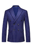 Trajes de 2 piezas a rayas con solapa de pico azul para hombre