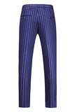 Trajes de 2 piezas a rayas con solapa de pico azul para hombre