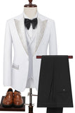 Trajes de 3 piezas para hombre con solapa de pico negro