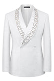 Trajes de hombre de 2 piezas con solapa de chal blanco con cuentas