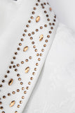 Trajes de hombre de 2 piezas con solapa de chal blanco con cuentas
