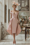 Vestido de Madre de la Novia con Vaina Rosa Rubor Off The Shoulder