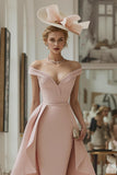 Vestido de Madre de la Novia con Vaina Rosa Rubor Off The Shoulder