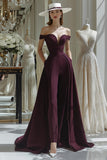 Vestido largo de satén Cabernet A Line Off the Shoulder Mother Of The Bride