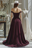 Vestido largo de satén Cabernet A Line Off the Shoulder Mother Of The Bride