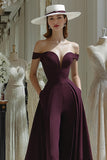 Vestido largo de satén Cabernet A Line Off the Shoulder Mother Of The Bride