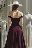 Vestido largo de satén Cabernet A Line Off the Shoulder Mother Of The Bride