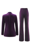 Trajes de solapa de dos piezas de solapa de pecho simple con solapa de velvet de ciruela, dos piezas