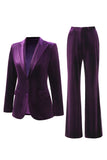 Trajes de solapa de dos piezas de solapa de pecho simple con solapa de velvet de ciruela, dos piezas