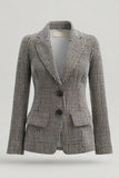Blazer formal gris con solapa con muescas y ajuste ajustado para mujer