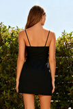 Vestido negro bodycon con tirantes finos con lazos