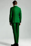 Trajes de 2 piezas con solapa de pico verde oscuro para hombre