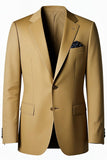 Blazer formal para hombre de un solo pecho con solapa de muesca en color caqui