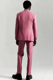 Gris Rosa Solapa de pico Soltero de 3 piezas Trajes formales para hombres