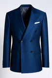 Blazer de doble botonadura con solapa de pico azul marino para hombre