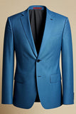 Blazer de hombre de botonadura simple con solapa de muesca azul gris