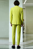 Blazer formal de doble botonadura con solapa de pico amarilla para hombre