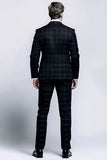 Mix Black Grid 2-Piece Slim Fit Solapa con muescas Trajes formales para hombres