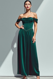 Vestido de fiesta de terciopelo maxi de terciopelo verde oscuro con corsé y bolsillos
