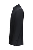 Traje de cuello mandarín de 2 piezas para hombre de corte slim negro