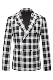 Blazer de Hombre de Doble Botonadura con Solapa de Pico en Blanco y Negro