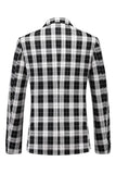 Blazer de Hombre de Doble Botonadura con Solapa de Pico en Blanco y Negro