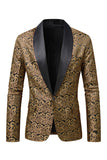 Blazer de baile de jacquard rojo oscuro con solapa para hombre