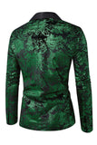 Blazer de baile de jacquard con solapa de un botón verde para hombre