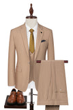 Trajes de hombre con solapa con muesca de 3 piezas a rayas beige