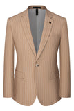 Trajes de hombre con solapa con muesca de 3 piezas a rayas beige