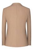 Trajes de hombre con solapa con muesca de 3 piezas a rayas beige