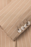 Trajes de hombre con solapa con muesca de 3 piezas a rayas beige