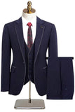 Trajes formales para hombre de 3 piezas de ajuste delgado con solapa con muescas y un botón en color topo