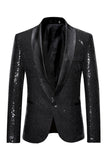 Blazer de baile de hombre con solapa de chal azul brillante y botón