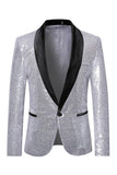 Blazer de baile de hombre con solapa de chal azul brillante y botón