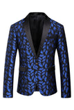 Blazer azul estampado con solapa con muescas para hombre