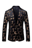 Blazer de baile con solapa con muescas estampada en oro negro para hombre