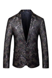 Blazer de baile para hombre con solapa con muescas estampada en negro