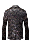 Blazer de baile para hombre con solapa con muescas estampada en negro
