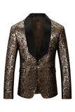 Blazer de baile para hombre con solapa de chal dorado brillante