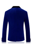 Blazer de baile de un botón con solapa chal azul para hombre