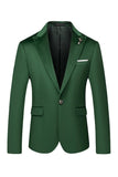 Blazer de baile de hombre con solapa de pico verde y pecho singel