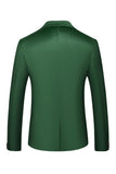 Blazer de baile de hombre con solapa de pico verde y pecho singel