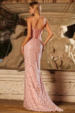Vestido largo de graduación Sweetheart Mermaid Blush Corset con cuentas y lentejuelas