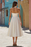 Vestido de novia blanco midi halter A-Line Hollow Out