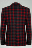 Trajes de fiesta para hombre con solapa con muescas de 2 piezas de cuadrícula roja y negra