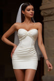 Vestido corto corto de novia Sweetheart Corset Bodycon Ivory