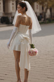 Vestido corto corto de novia Bodycon Ivory Sweetheart (sin guantes)