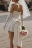 Vestido corto corto de novia Bodycon Ivory Sweetheart (sin guantes)