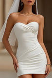 Vestido de novia corto corto de corto bodycon blanco sencillo
